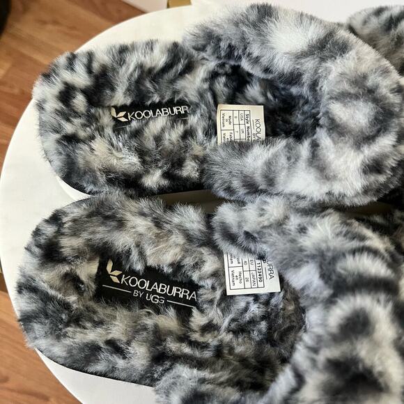 Koolaburra UGG Women Faux Fur Strap Slide Sandals Size US 9M White Cheetah - Picture 6 of 8